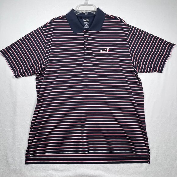 Adidas Climalite Mens XL Golf Polo Navy Red White Short Sleeve Collared 3 Button - Picture 1 of 10